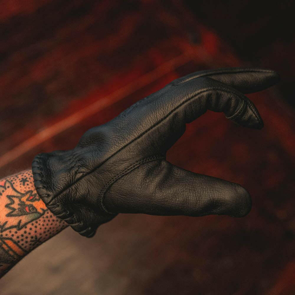 "Roper" Solid Black - No Strap - Braided Leather Gloves w/ Keychain - Rebel Reaper Clothing CompanyGloves